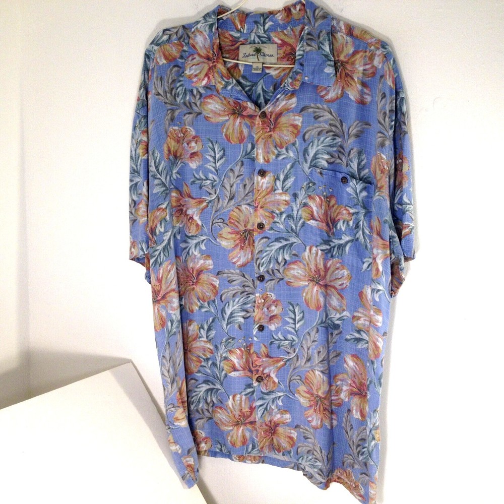 Island Shores Mens Tropical Sportsman Camp Shirt Button Up Short Sleeve Sz XL